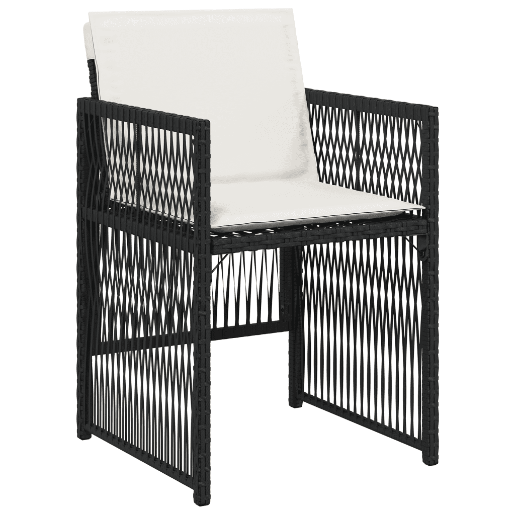 5-tlg. Garten-Essgruppe mit Kissen Schwarz Poly Rattan