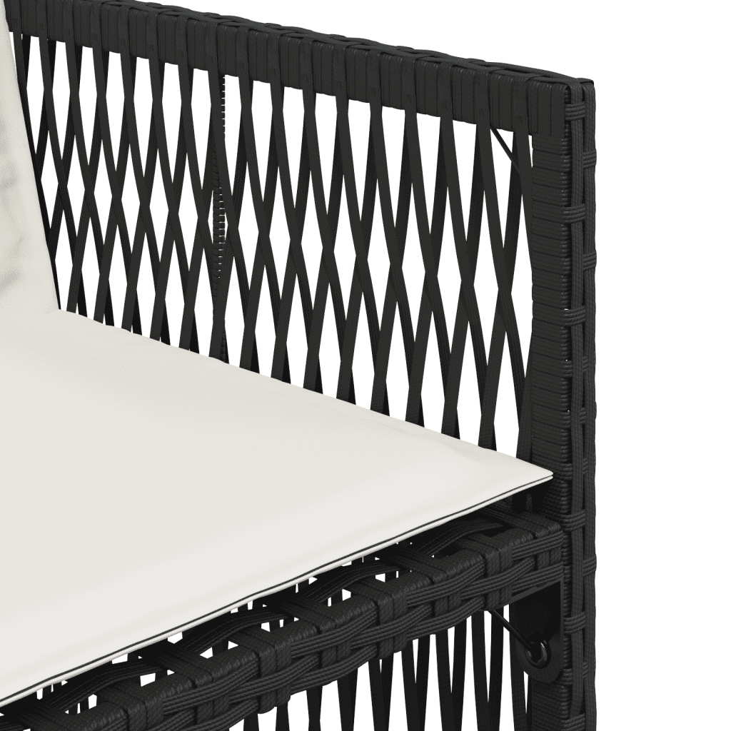 9-tlg. Garten-Essgruppe mit Kissen Schwarz Poly Rattan