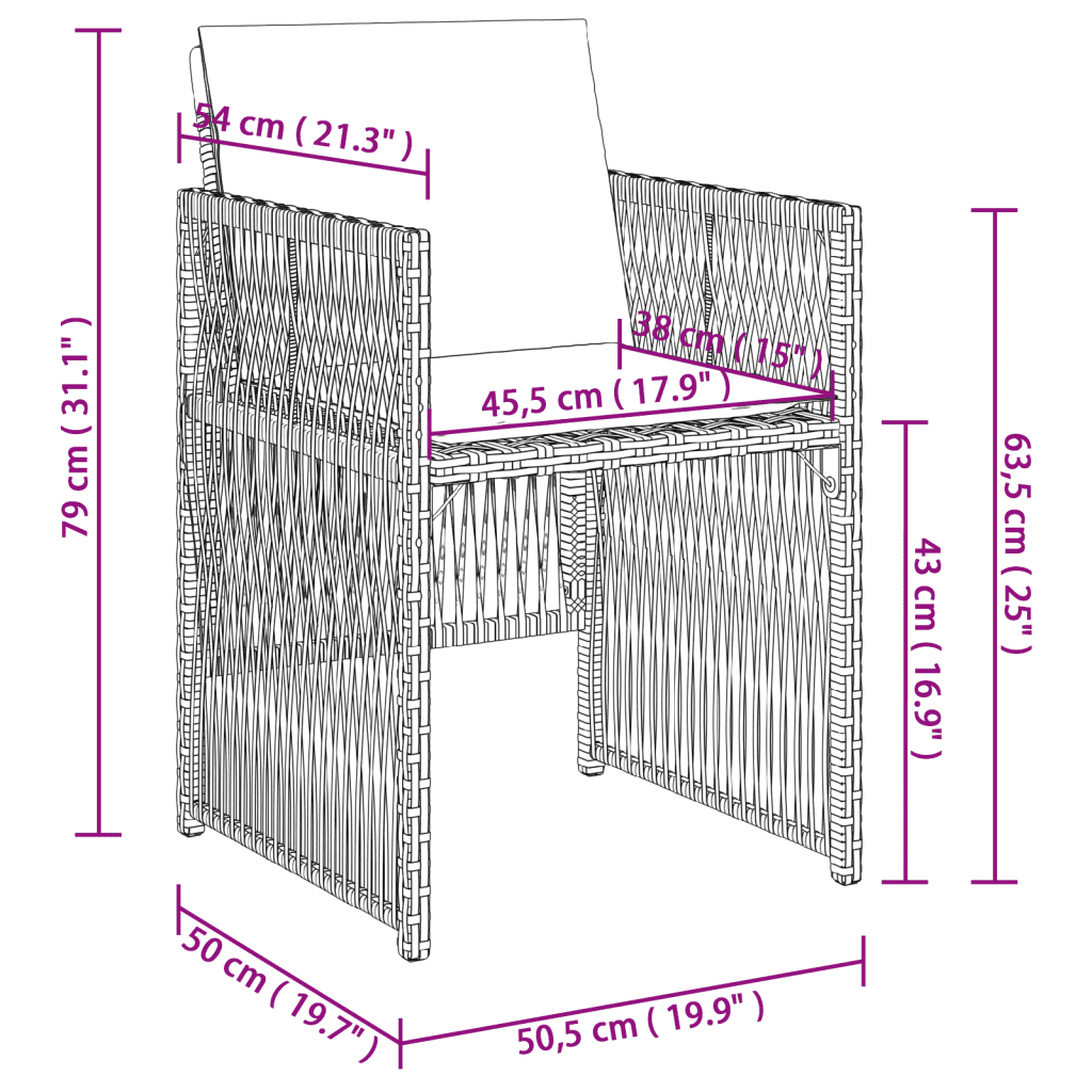13-tlg. Garten-Essgruppe mit Kissen Schwarz Poly Rattan
