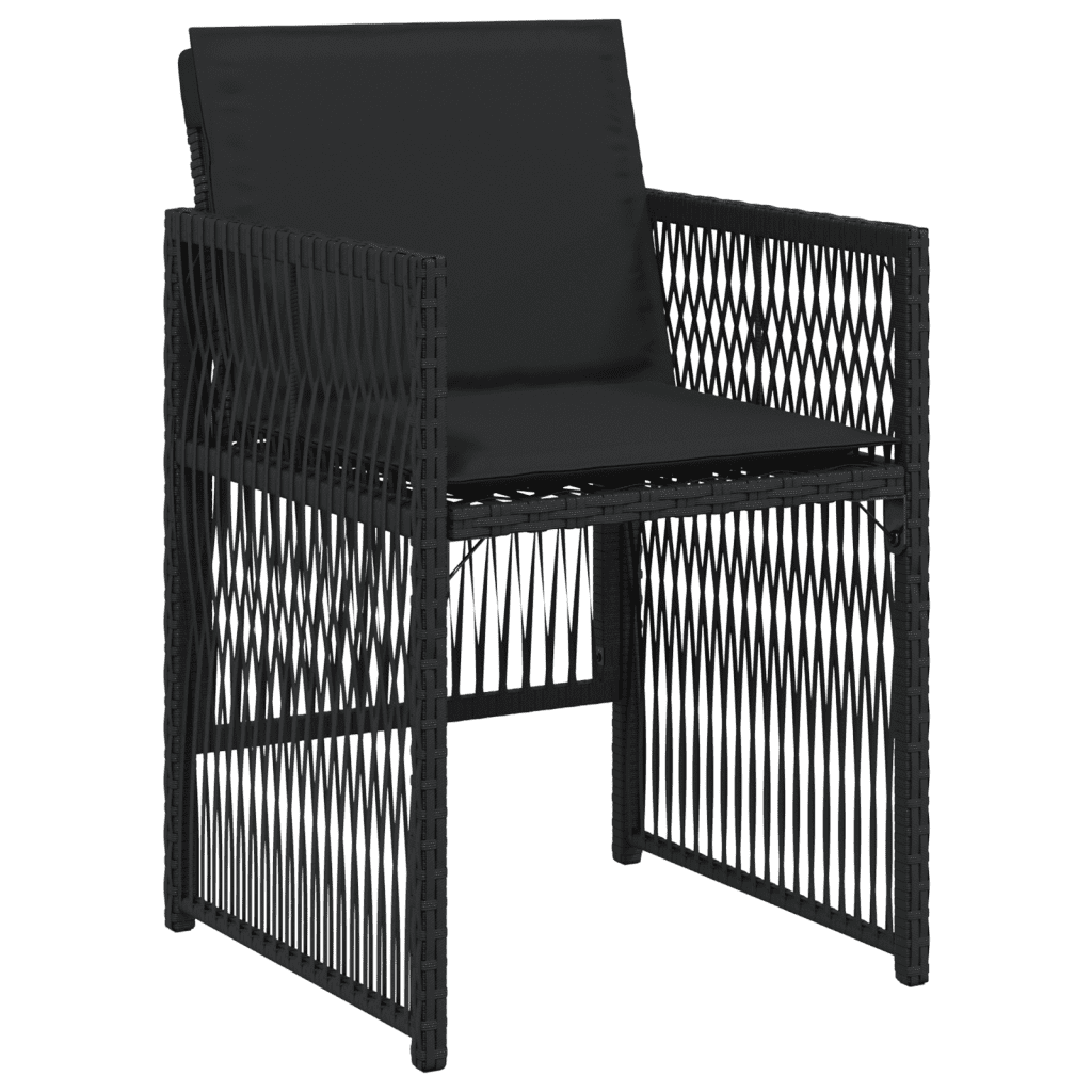 9-tlg. Garten-Essgruppe mit Kissen Schwarz Poly Rattan
