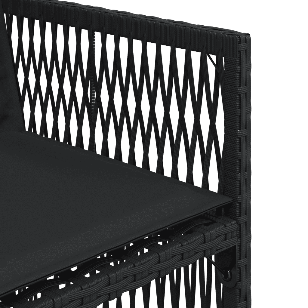 11-tlg. Garten-Essgruppe mit Kissen Schwarz Poly Rattan