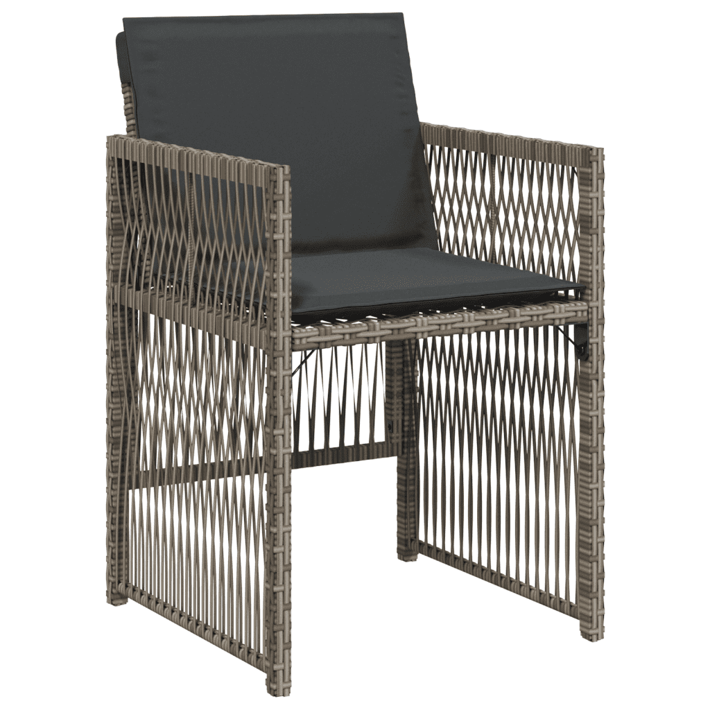 15-tlg. Garten-Essgruppe mit Kissen Grau Poly Rattan