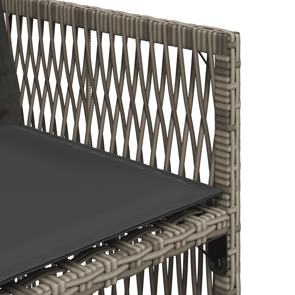 13-tlg. Garten-Essgruppe mit Kissen Grau Poly Rattan