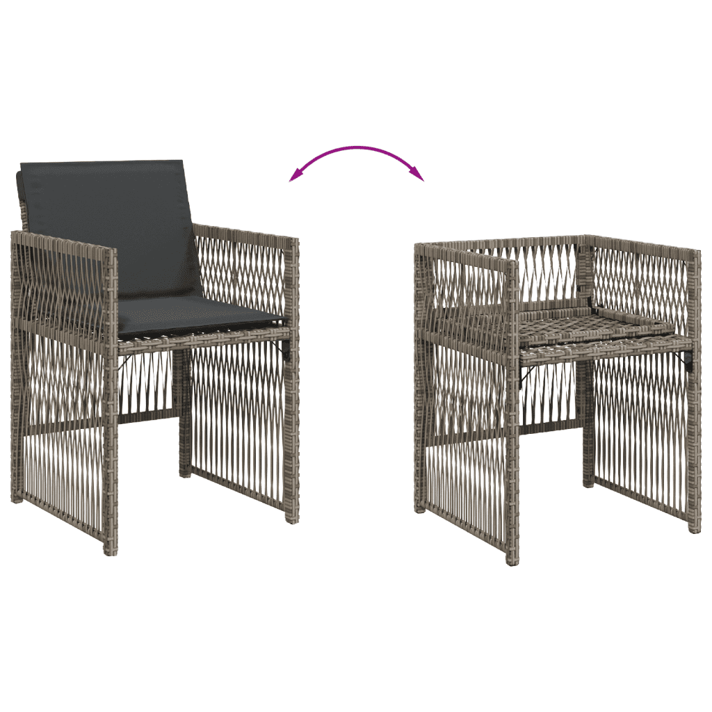 17-tlg. Garten-Essgruppe mit Kissen Grau Poly Rattan