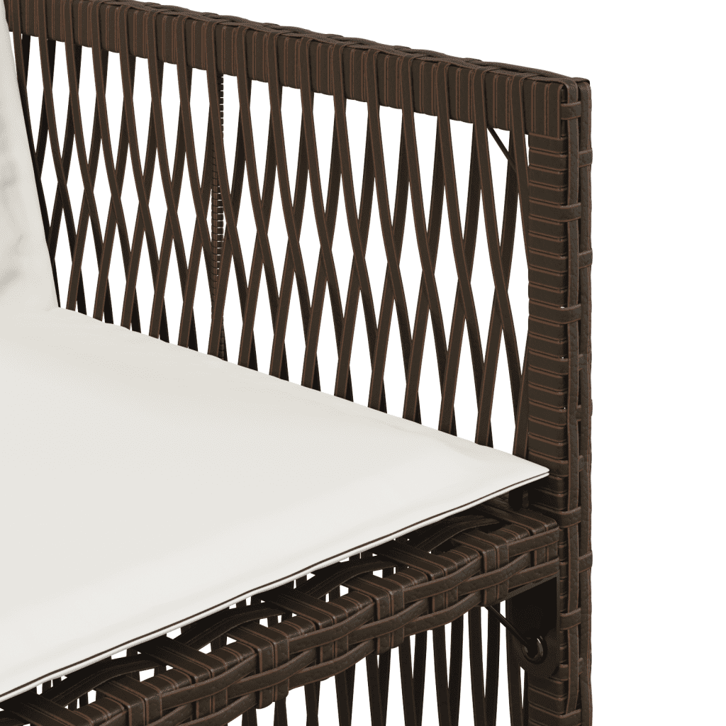15-tlg. Garten-Essgruppe mit Kissen Braun Poly Rattan