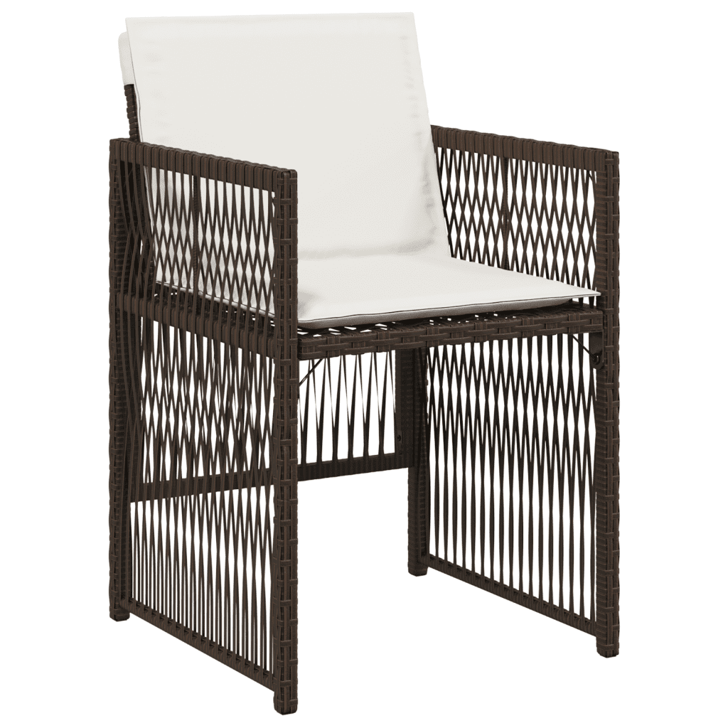 13-tlg. Garten-Essgruppe mit Kissen Braun Poly Rattan