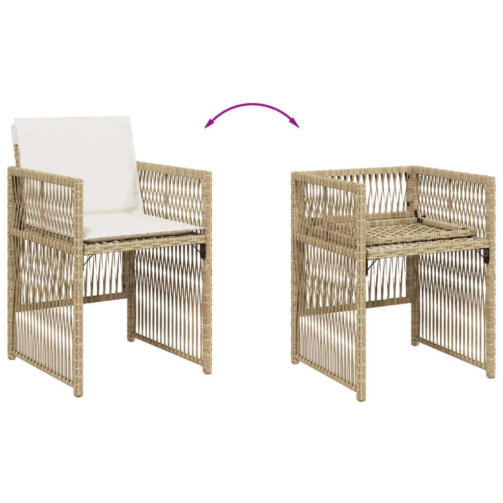 9-tlg. Garten-Essgruppe mit Kissen Beige Poly Rattan