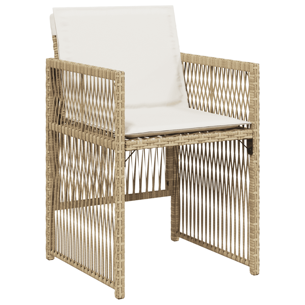 13-tlg. Garten-Essgruppe mit Kissen Beige Poly Rattan