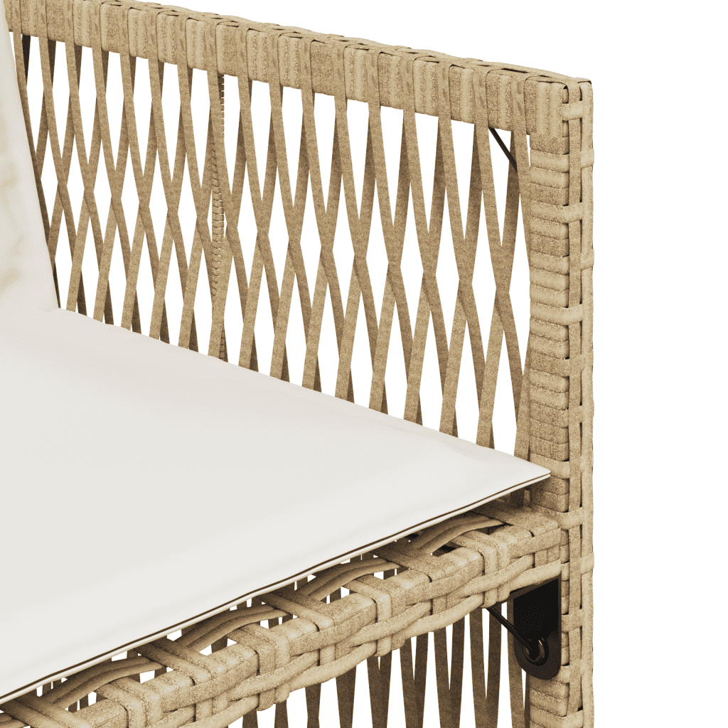 5-tlg. Garten-Essgruppe mit Kissen Beige Poly Rattan