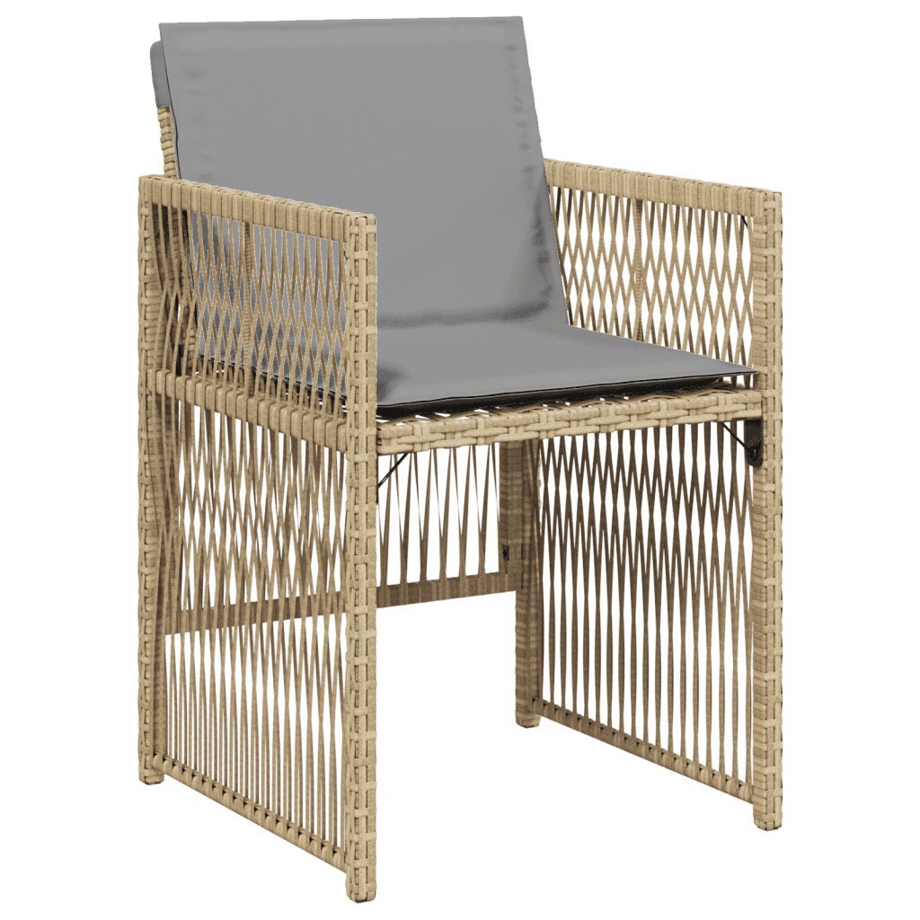 13-tlg. Garten-Essgruppe mit Kissen Beigemischung Poly Rattan