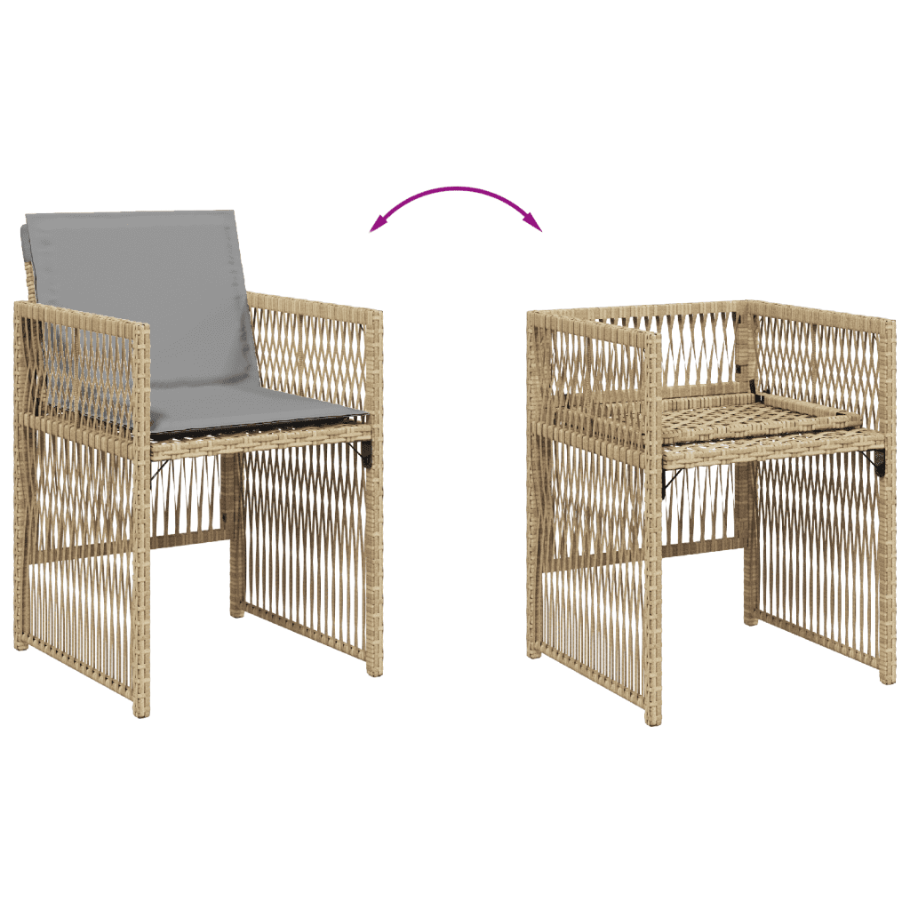 17-tlg. Garten-Essgruppe mit Kissen Beigemischung Poly Rattan