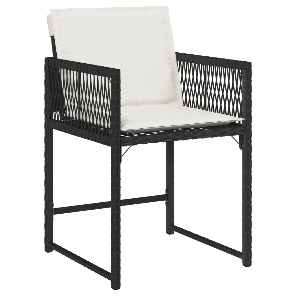 15-tlg. Garten-Essgruppe mit Kissen Schwarz Poly Rattan