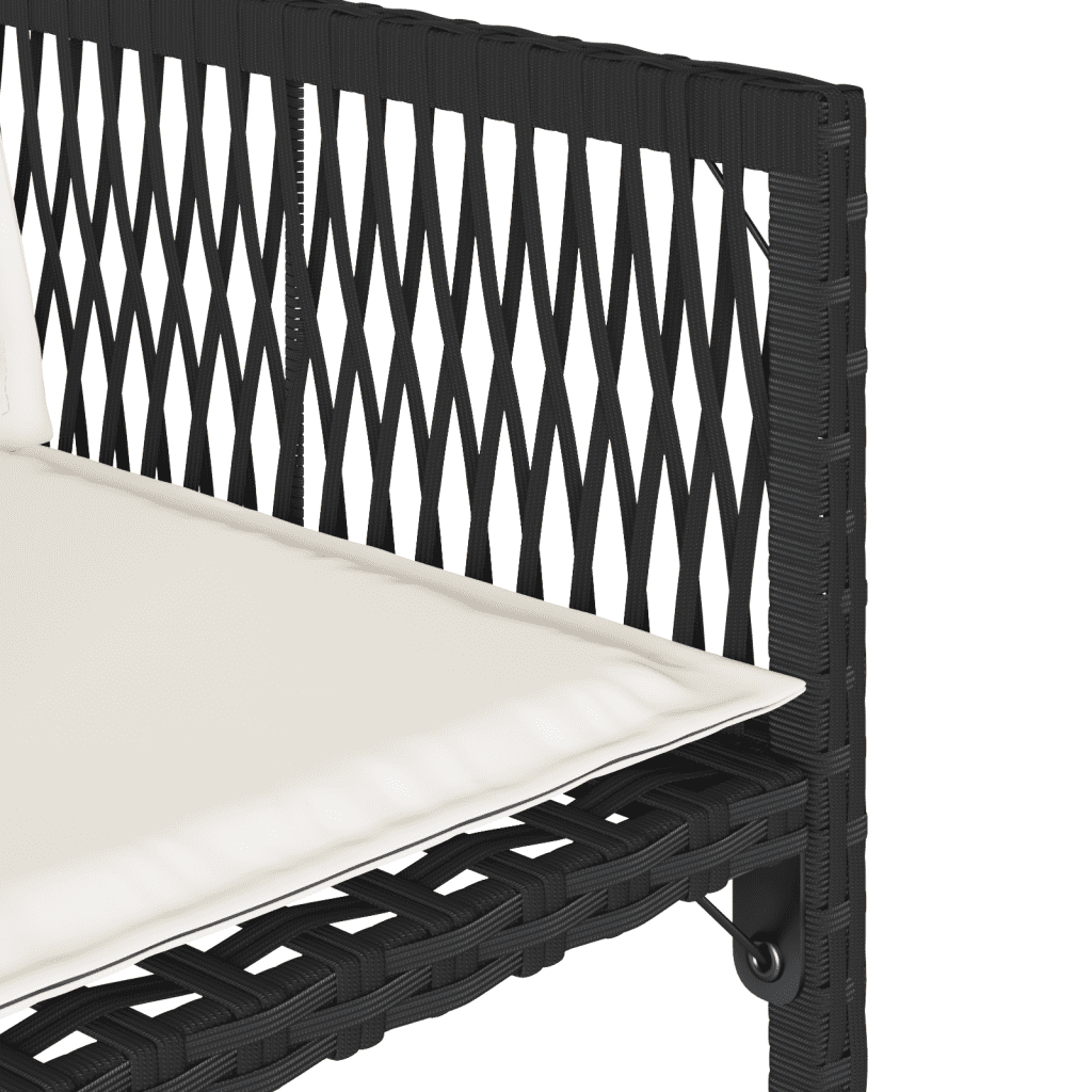 9-tlg. Garten-Essgruppe mit Kissen Schwarz Poly Rattan