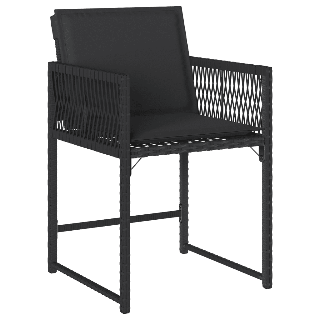 9-tlg. Garten-Essgruppe mit Kissen Schwarz Poly Rattan