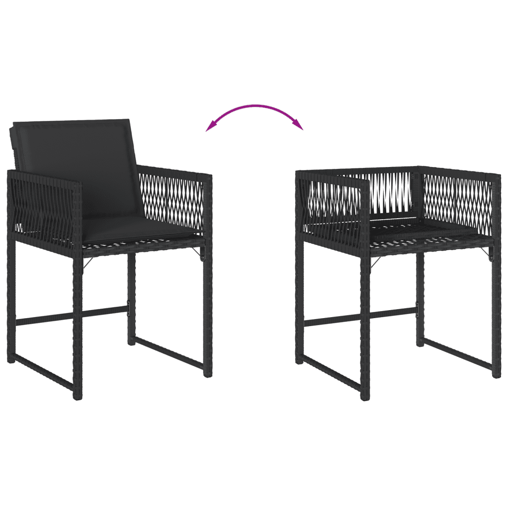 13-tlg. Garten-Essgruppe mit Kissen Schwarz Poly Rattan