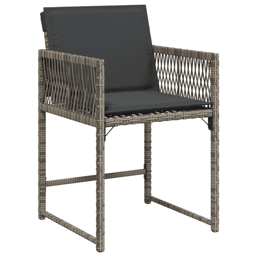 11-tlg. Garten-Essgruppe mit Kissen Grau Poly Rattan