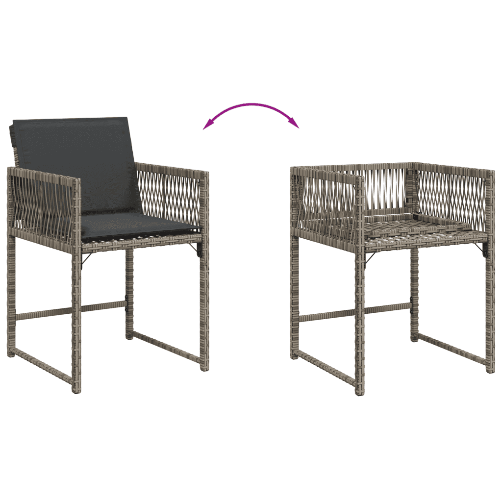 9-tlg. Garten-Essgruppe mit Kissen Grau Poly Rattan