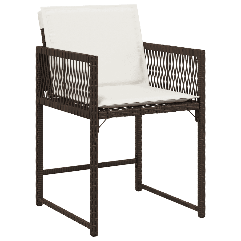 17-tlg. Garten-Essgruppe mit Kissen Braun Poly Rattan