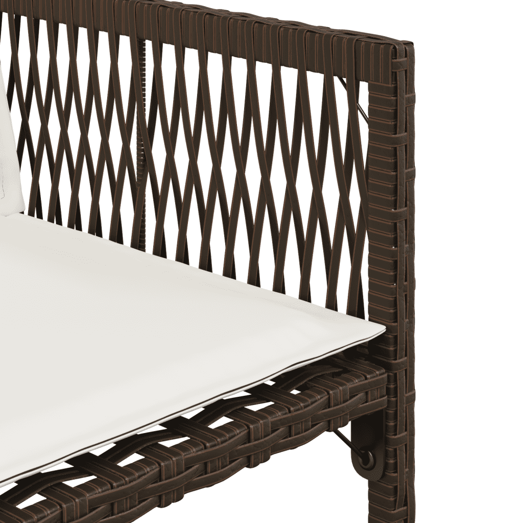 9-tlg. Garten-Essgruppe mit Kissen Braun Poly Rattan