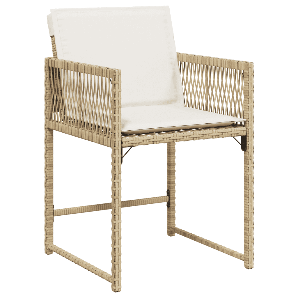 15-tlg. Garten-Essgruppe mit Kissen Beige Poly Rattan