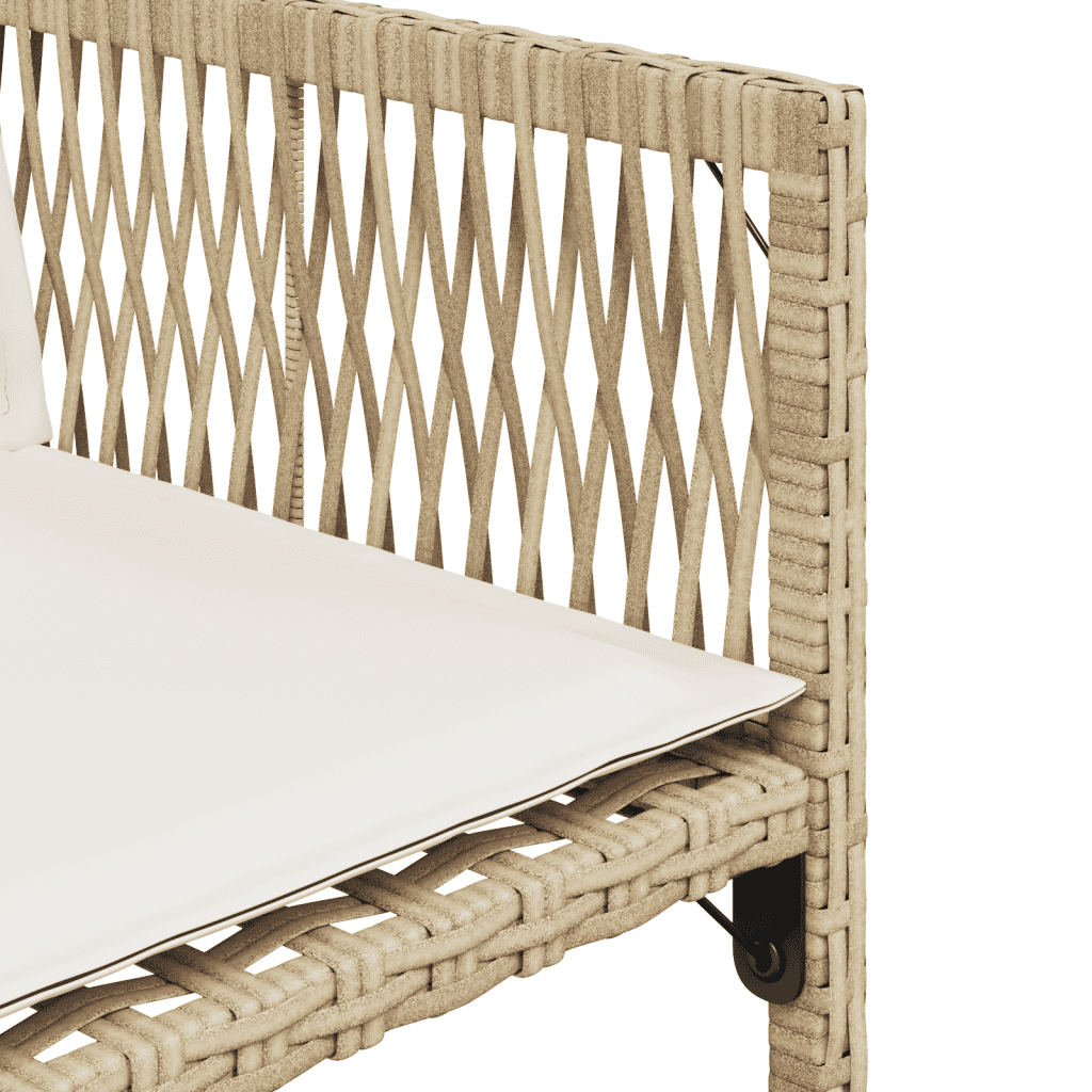 9-tlg. Garten-Essgruppe mit Kissen Beige Poly Rattan