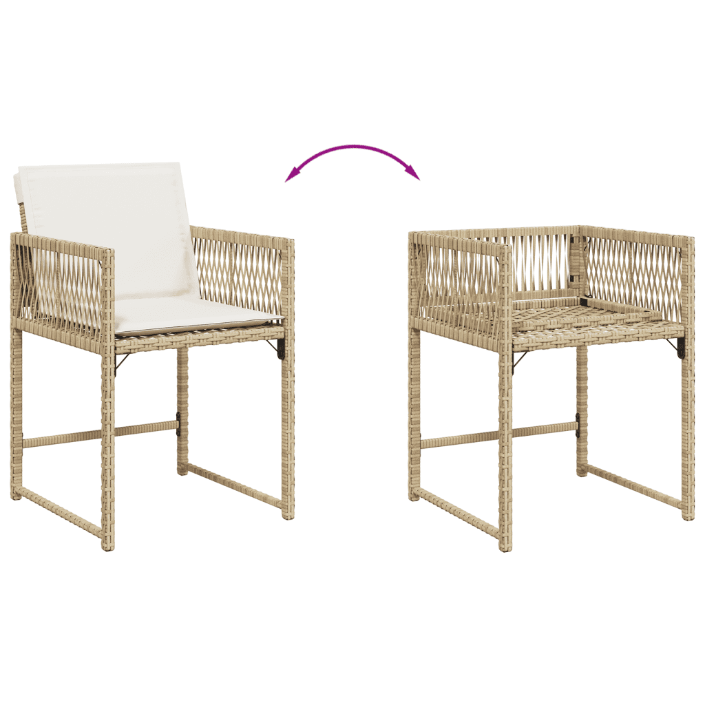 9-tlg. Garten-Essgruppe mit Kissen Beige Poly Rattan