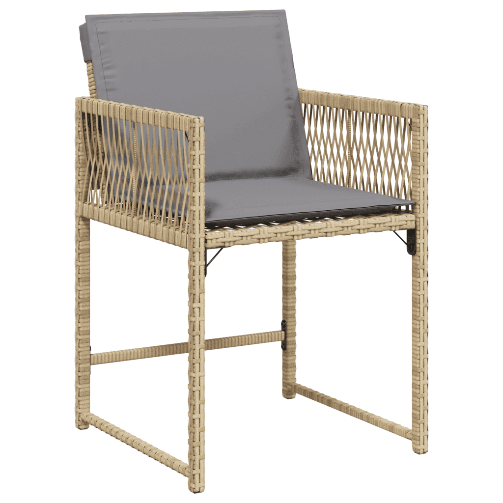 15-tlg. Garten-Essgruppe mit Kissen Beigemischung Poly Rattan