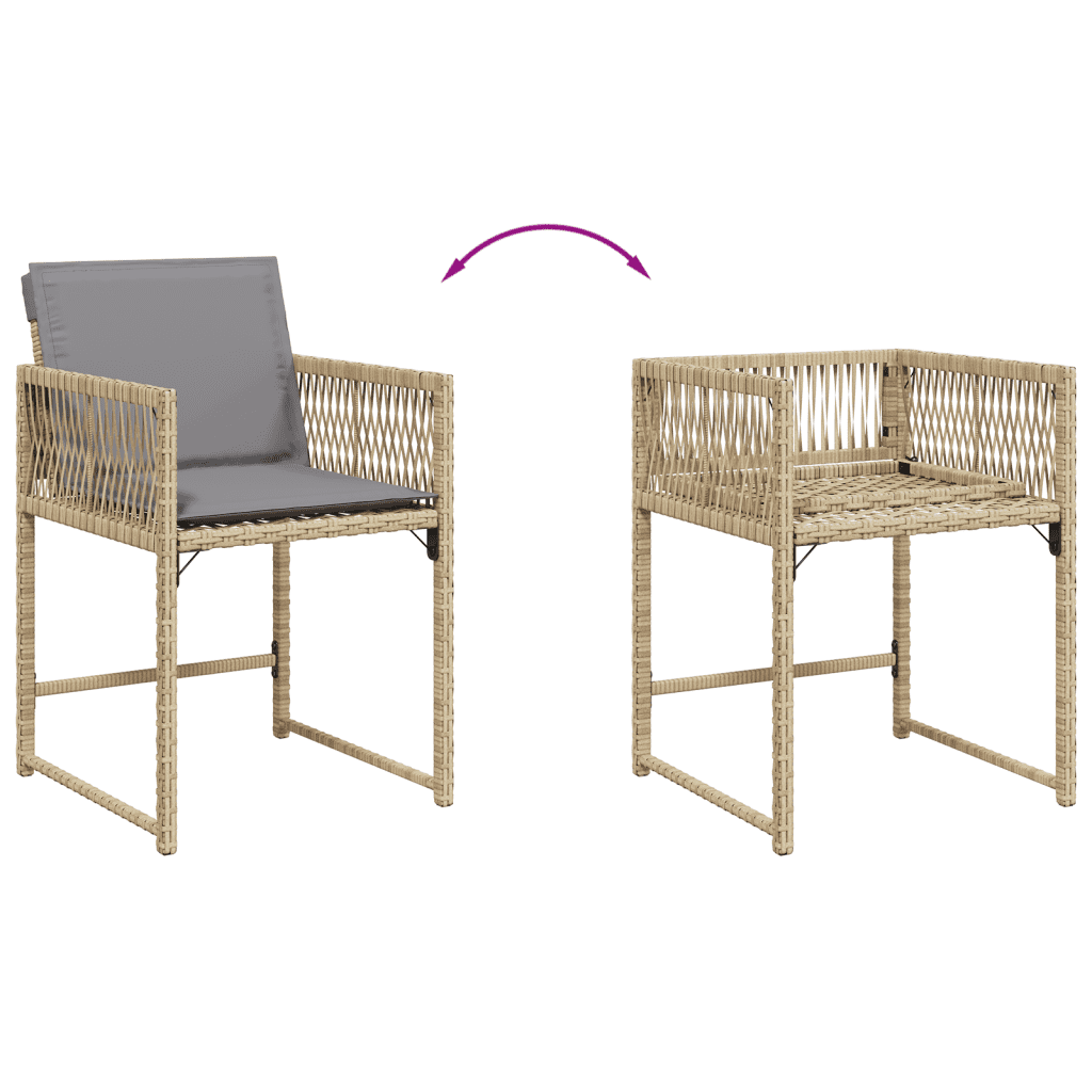 9-tlg. Garten-Essgruppe mit Kissen Beigemischung Poly Rattan