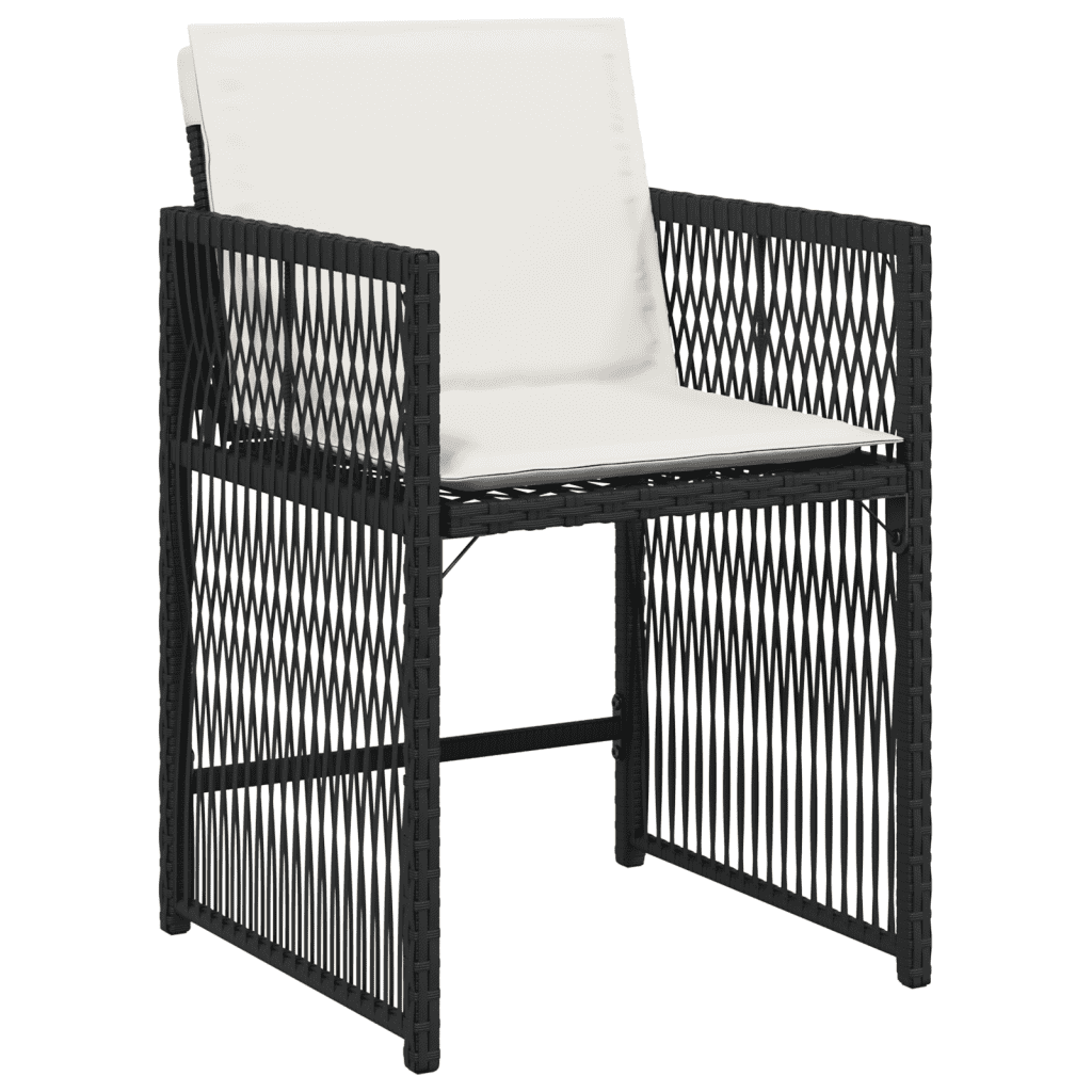 11-tlg. Garten-Essgruppe mit Kissen Schwarz Poly Rattan