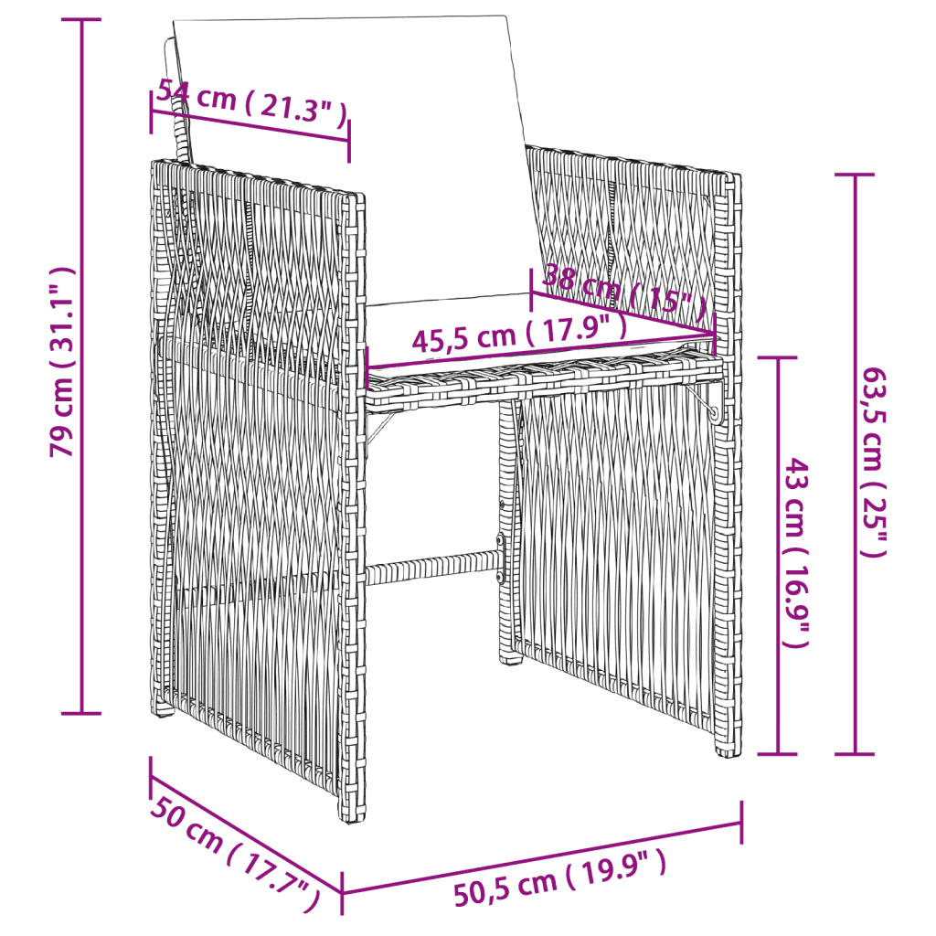 11-tlg. Garten-Essgruppe mit Kissen Schwarz Poly Rattan