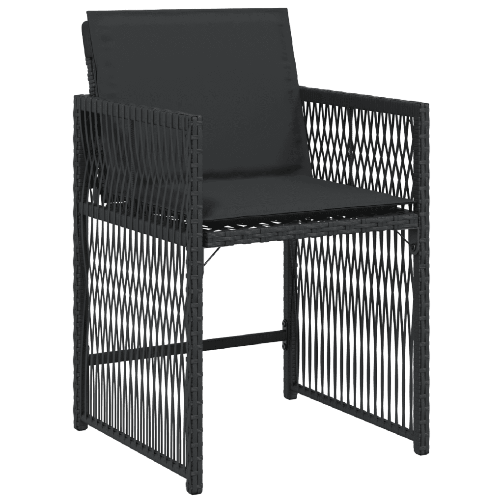 11-tlg. Garten-Essgruppe mit Kissen Schwarz Poly Rattan