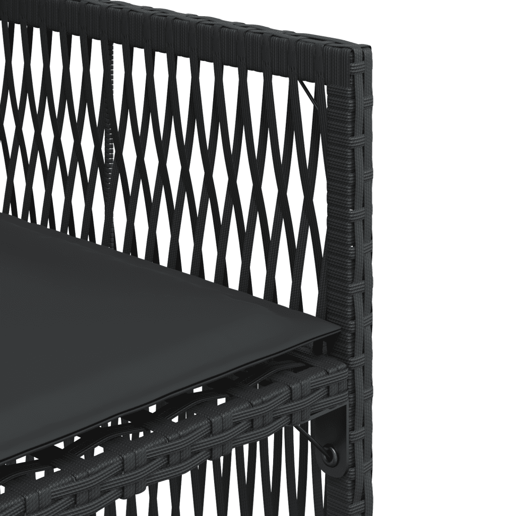 15-tlg. Garten-Essgruppe mit Kissen Schwarz Poly Rattan