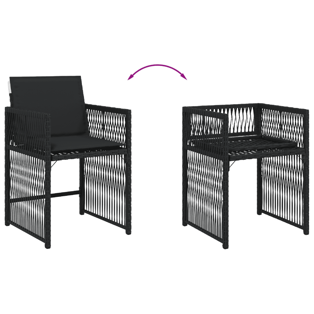 13-tlg. Garten-Essgruppe mit Kissen Schwarz Poly Rattan