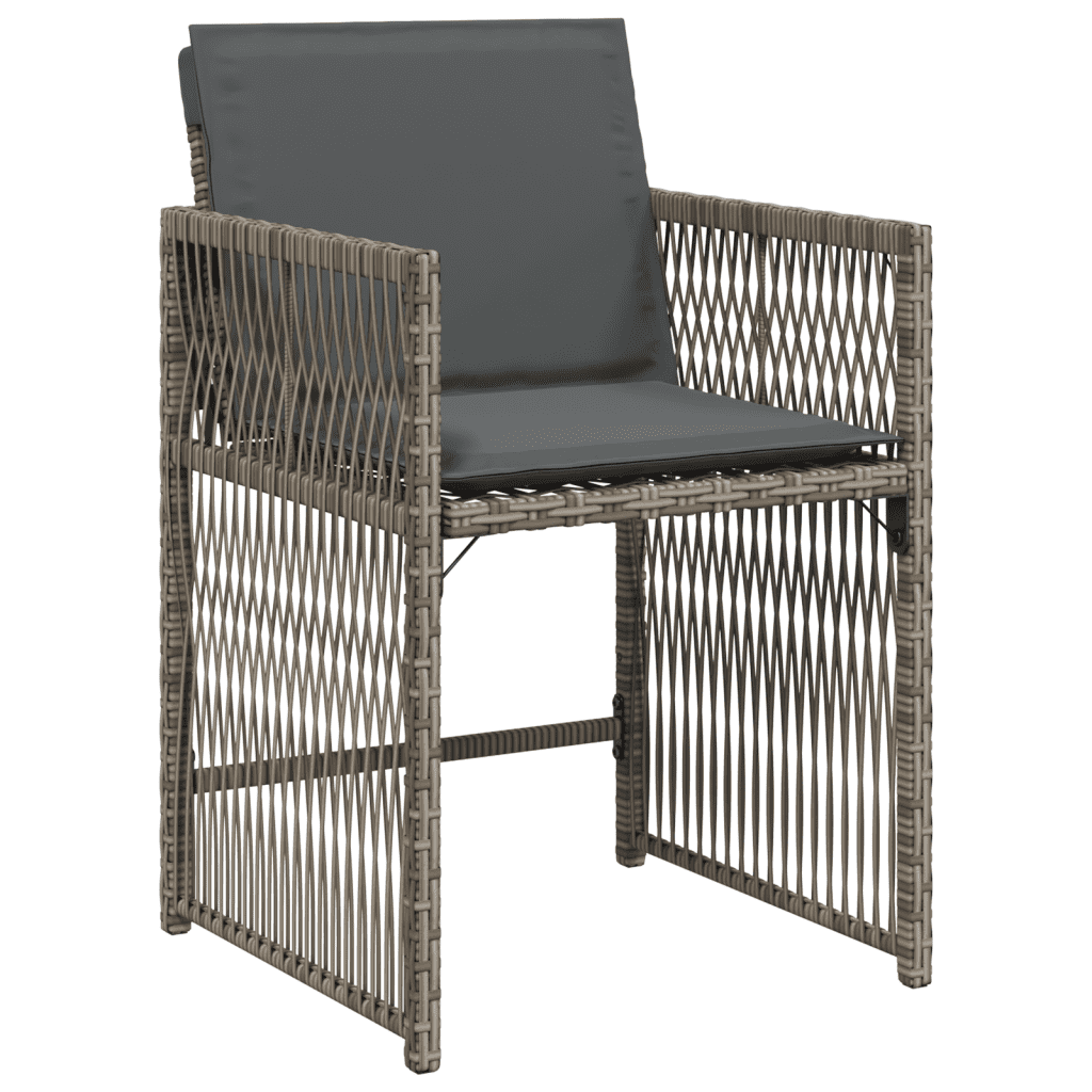 13-tlg. Garten-Essgruppe mit Kissen Grau Poly Rattan