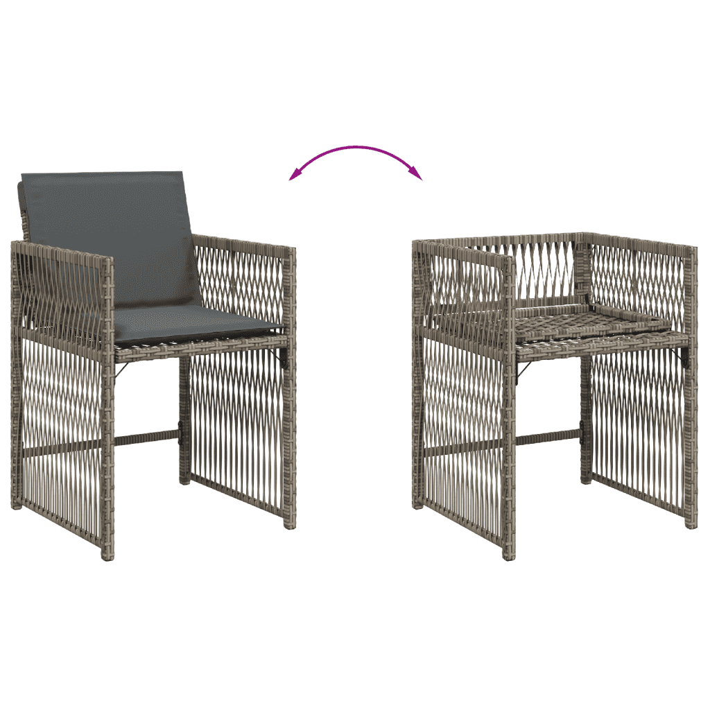 13-tlg. Garten-Essgruppe mit Kissen Grau Poly Rattan
