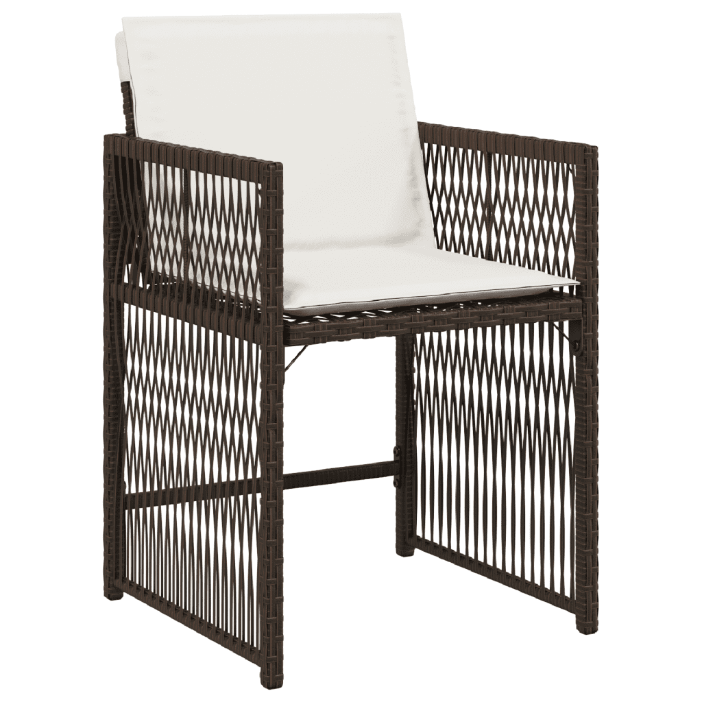 7-tlg. Garten-Essgruppe mit Kissen Braun Poly Rattan