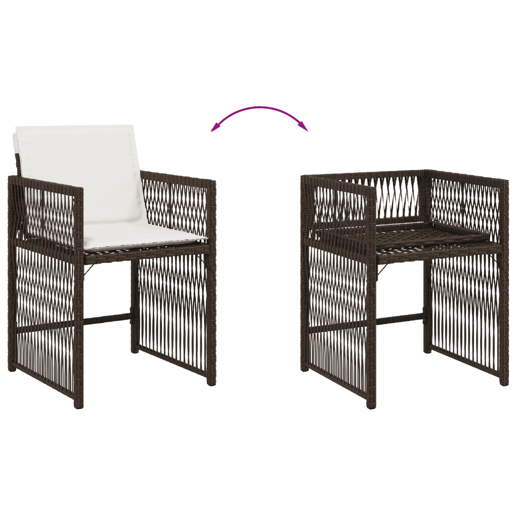 5-tlg. Garten-Essgruppe mit Kissen Braun Poly Rattan