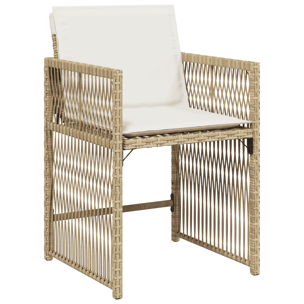 11-tlg. Garten-Essgruppe mit Kissen Beige Poly Rattan