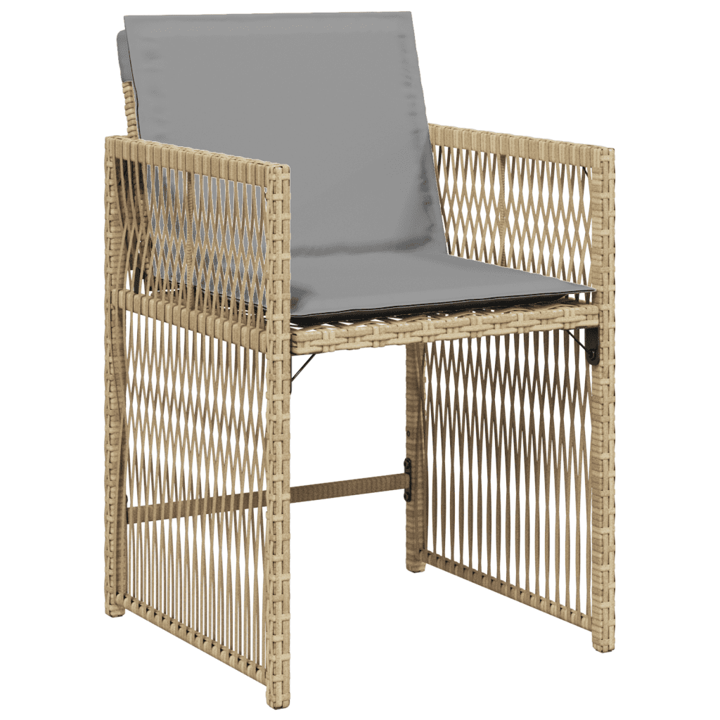 11-tlg. Garten-Essgruppe mit Kissen Beigemischung Poly Rattan