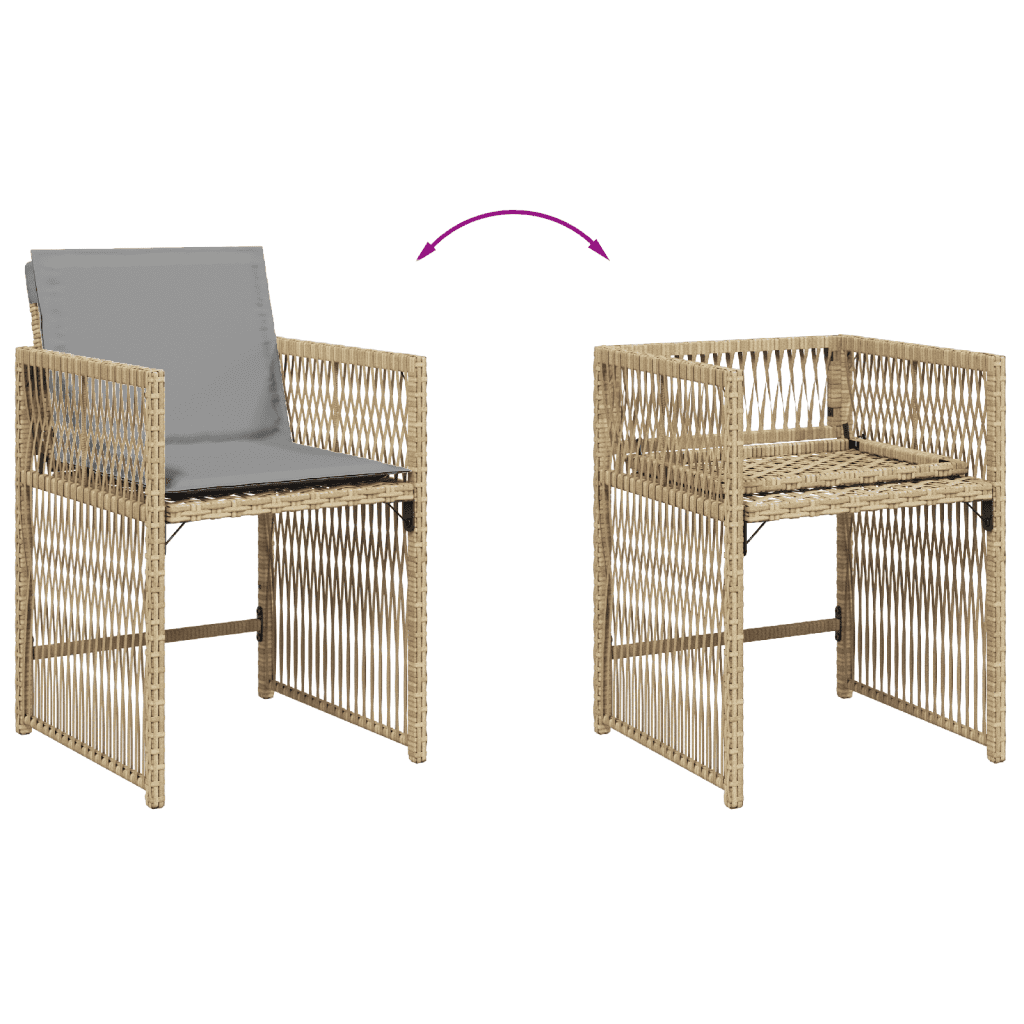 5-tlg. Garten-Essgruppe mit Kissen Beigemischung Poly Rattan