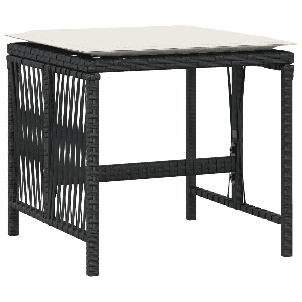 11-tlg. Garten-Essgruppe mit Kissen Schwarz Poly Rattan