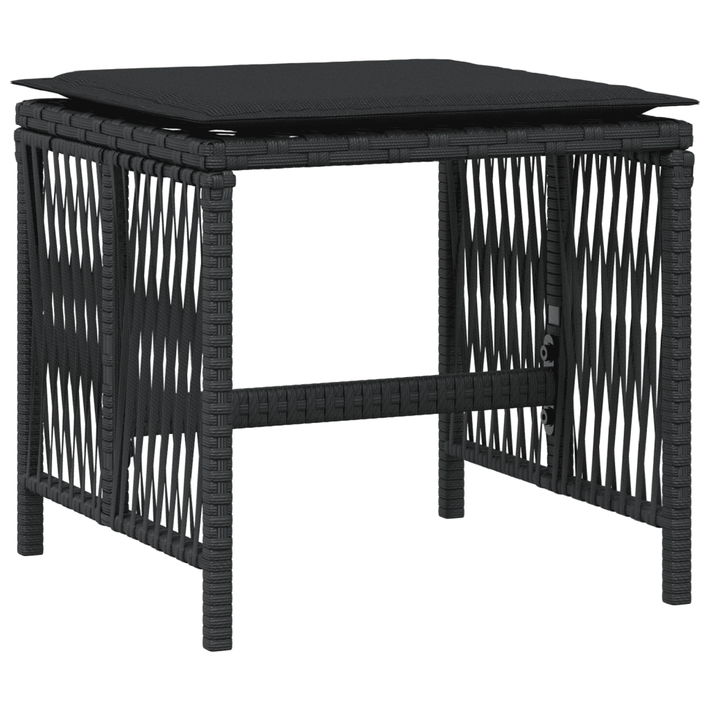 11-tlg. Garten-Essgruppe mit Kissen Schwarz Poly Rattan