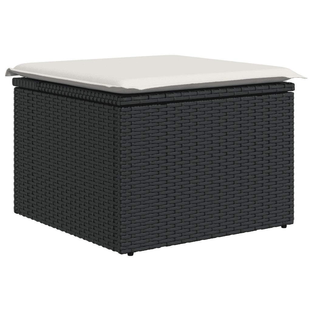 5-tlg. Garten-Sofagarnitur mit Kissen Schwarz Poly Rattan