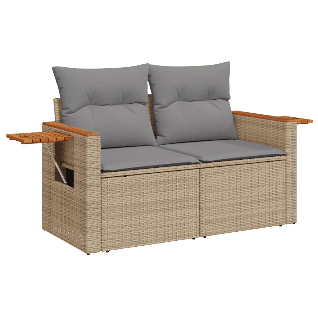 4-tlg. Garten-Sofagarnitur mit Kissen Beigemischung Poly Rattan