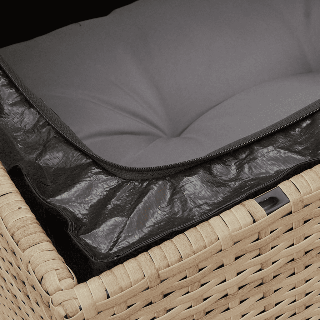 11-tlg. Garten-Sofagarnitur mit Kissen Beige Poly Rattan