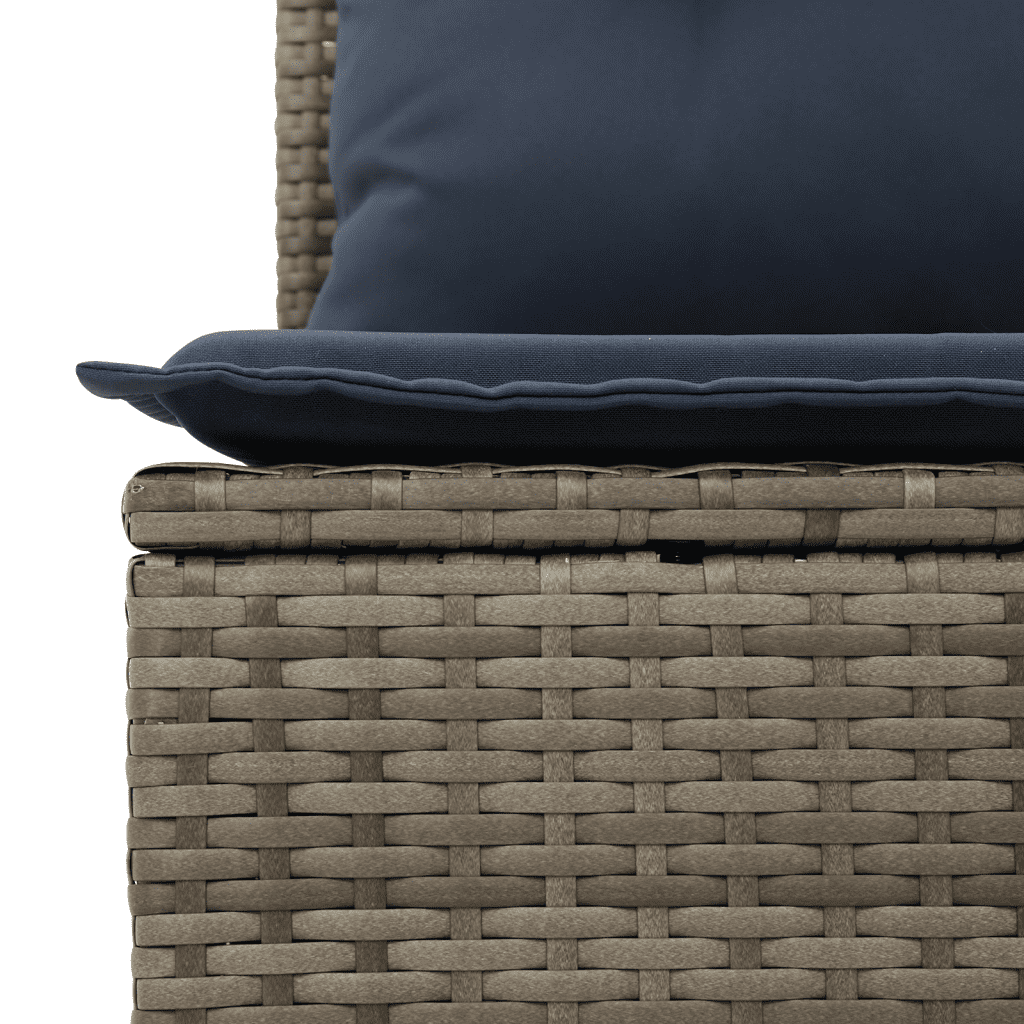 8-teiliges Gartensofa-Set mit Kissen, grau, Polyrattan