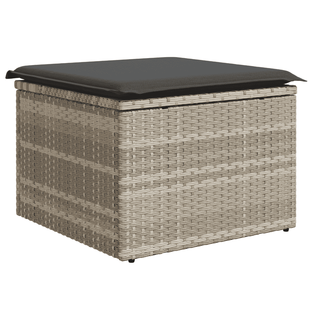 5-tlg. Garten-Sofagarnitur mit Kissen Hellgrau Poly Rattan
