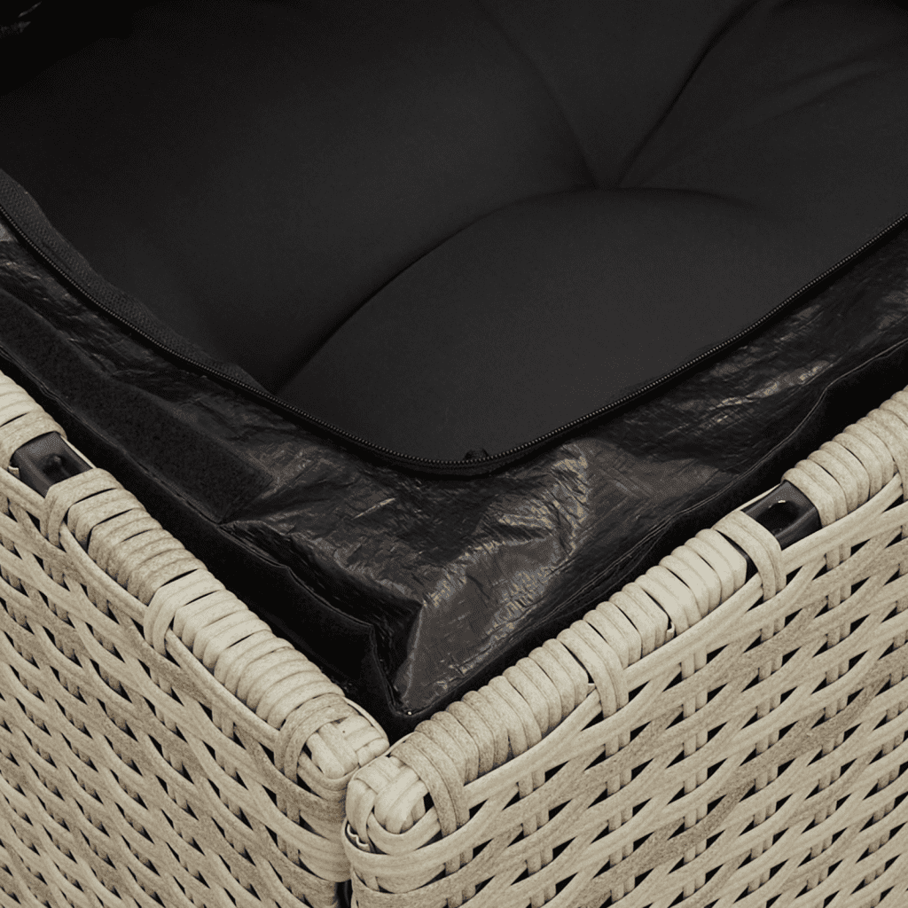 10-tlg. Garten-Sofagarnitur mit Kissen Hellgrau Poly Rattan
