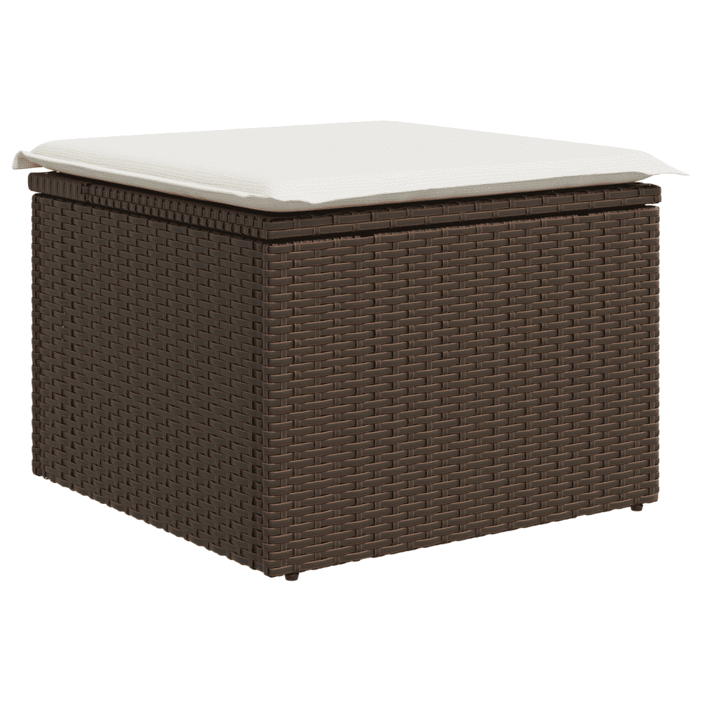 5-tlg. Garten-Sofagarnitur mit Kissen Braun Poly Rattan