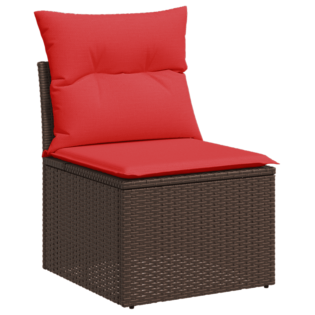 6-teiliges Gartensofa-Set mit Kissen, braun, Polyrattan